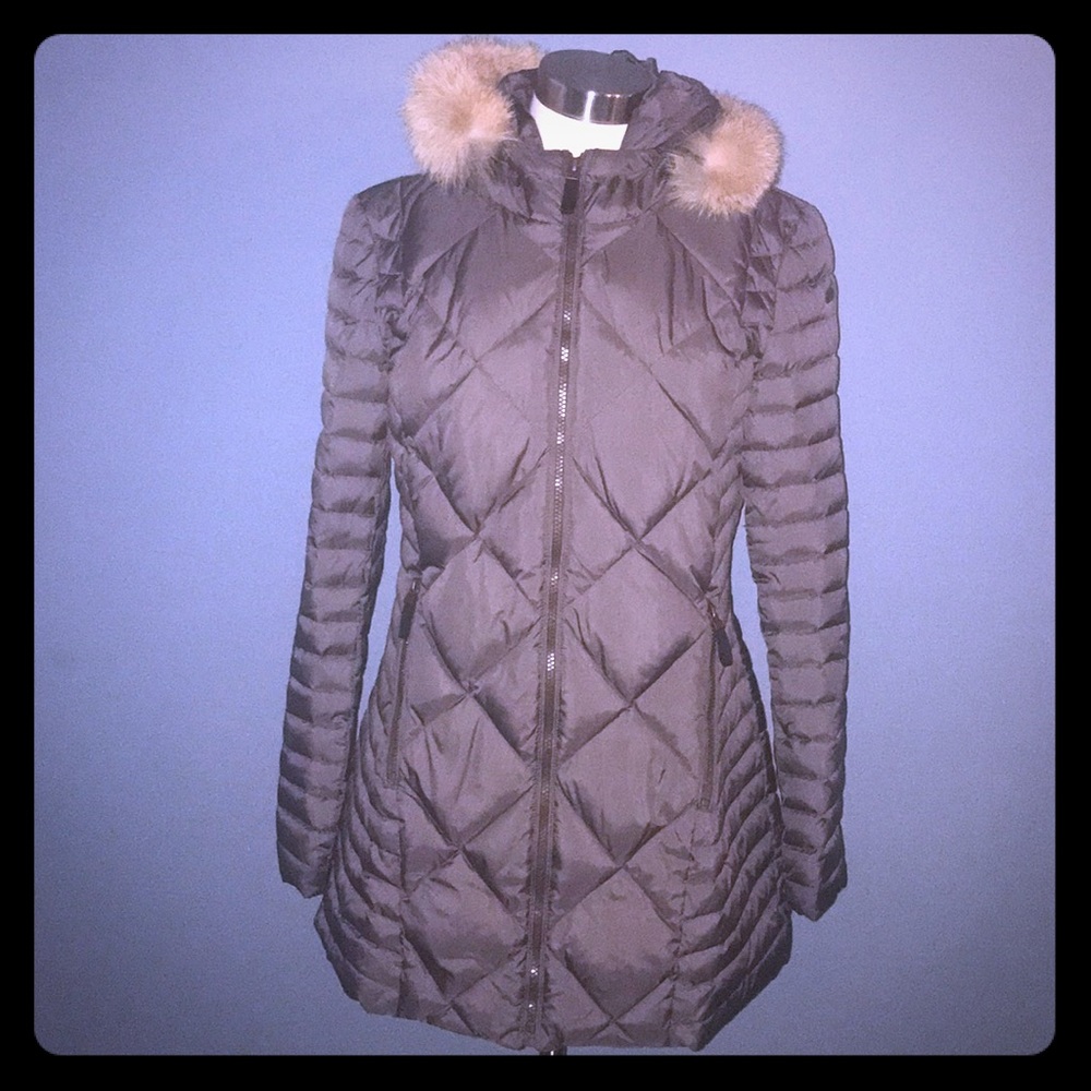 Andrew Marc size medium down brown fur coat